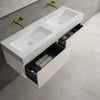 Raffinata Two Drawer Vanity Unit With Beyondstone BLOC Double Basin - Gloss Cashmere 1400mm image