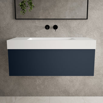 Raffinata One Drawer Vanity Unit With Beyondstone BLOC Basin - Matt Indigo 1000mm