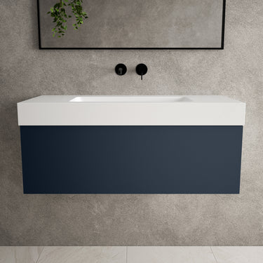 Raffinata One Drawer Vanity Unit With Beyondstone BLOC Basin - Matt Indigo 1000mm
