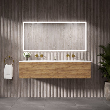 Raffinata Two Drawer Vanity Unit With Beyondstone Double Basin - Oak 1400mm