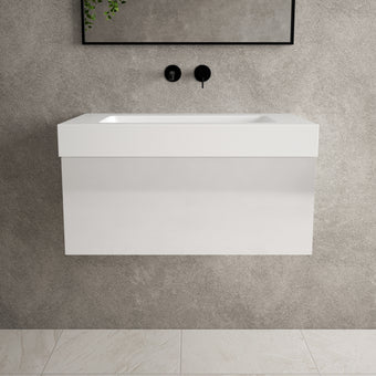 Raffinata One Drawer Vanity Unit With Beyondstone BLOC Basin - Gloss White 800mm