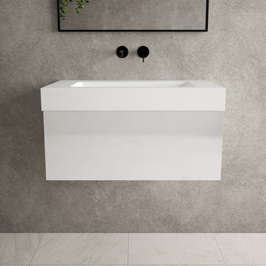 Raffinata One Drawer Vanity Unit With Beyondstone BLOC Basin - Gloss White 800mm
