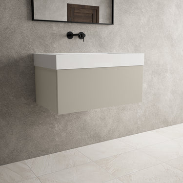 Raffinata One Drawer Vanity Unit With Beyondstone BLOC Basin - Matt Stone 800mm