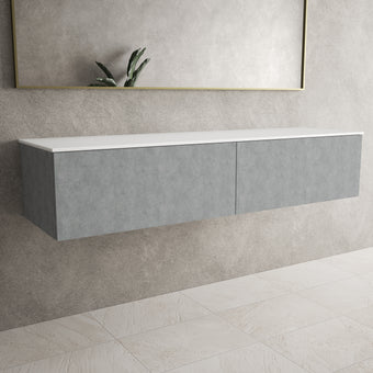 Raffinata Two Drawer Countertop Vanity Unit - Light Concrete 1600mm