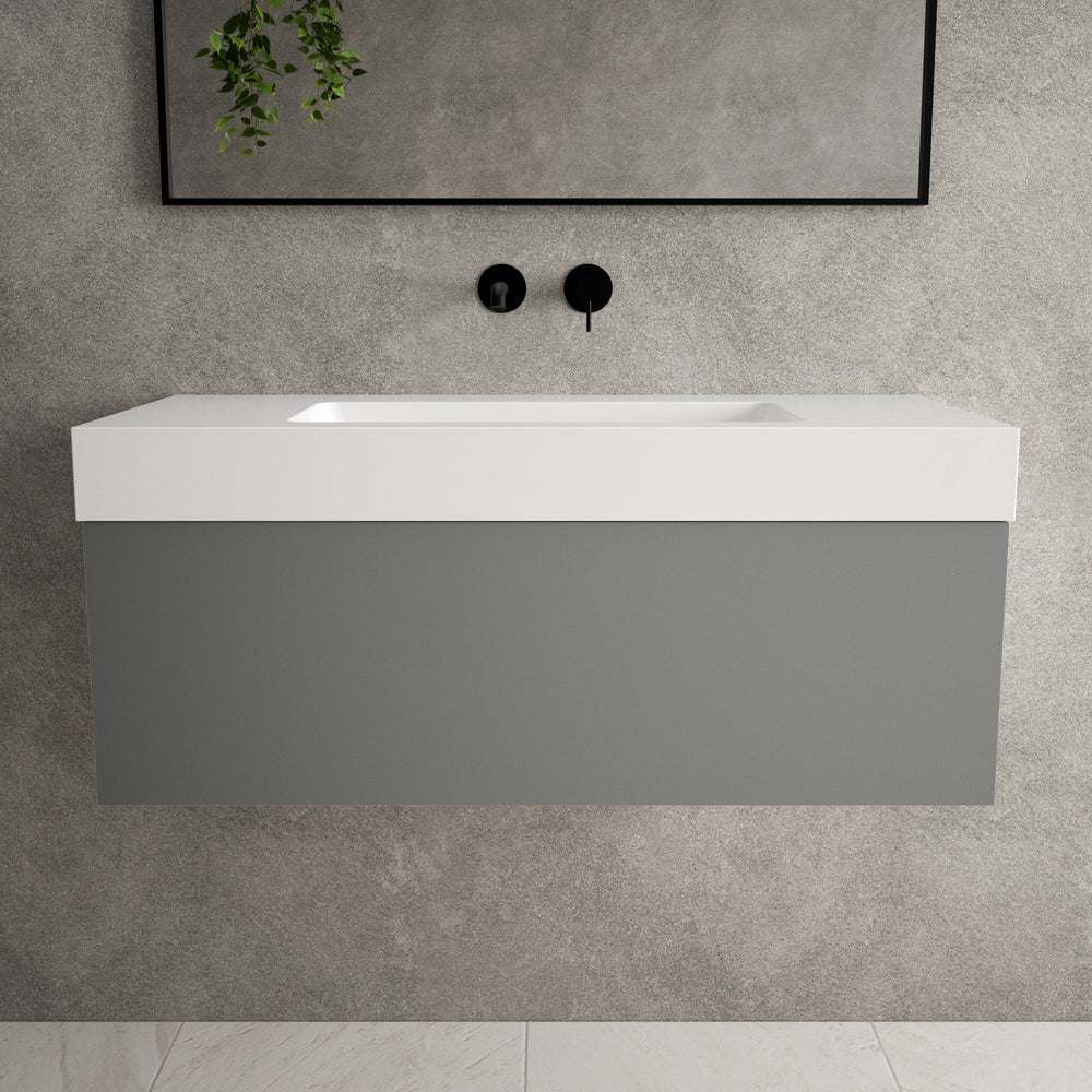 Raffinata One Drawer Vanity Unit With Beyondstone BLOC Basin - Matt Dust 1000mm image