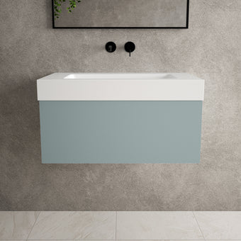Raffinata One Drawer Vanity Unit With Beyondstone BLOC Basin - Matt Fjord 800mm