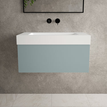 Raffinata One Drawer Vanity Unit With Beyondstone BLOC Basin - Matt Fjord 800mm