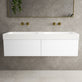 Raffinata Two Drawer Vanity Unit With Beyondstone BLOC Double Basin - Matt White 1400mm image