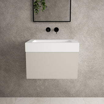 Raffinata One Drawer Vanity Unit  With Beyondstone BLOC Basin - Matt Cashmere 600mm
