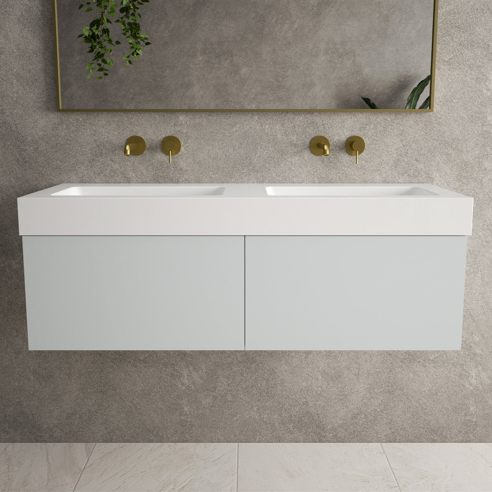 Raffinata Two Drawer Vanity Unit  With Beyondstone BLOC Double Basin - Matt Dove 1200mm image