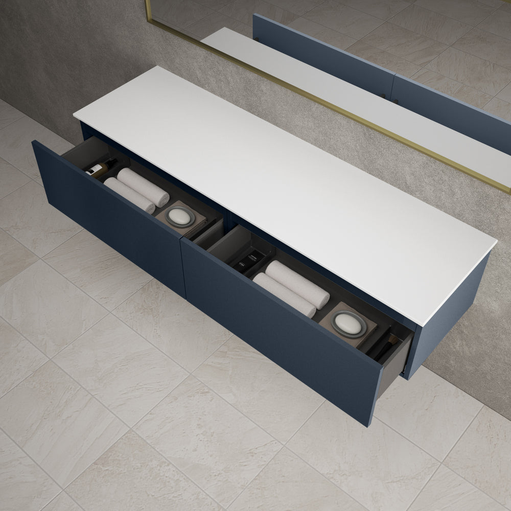 Raffinata Two Drawer Countertop Vanity Unit - Matt Indigo 1600mm