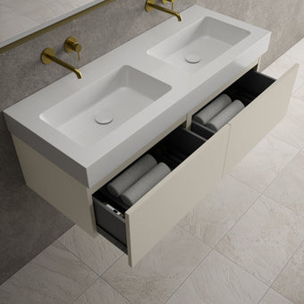 Raffinata Two Drawer Vanity Unit  With Beyondstone BLOC Double Basin - Matt Stone 1200mm