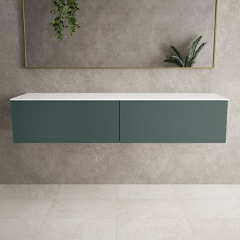 Raffinata Two Drawer Countertop Vanity Unit - Matt Dark Green 1600mm
