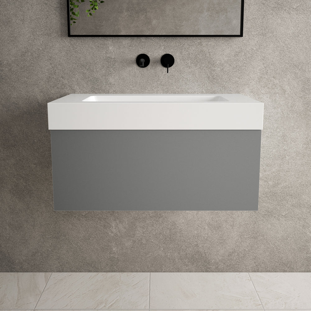 Raffinata One Drawer Vanity Unit With Beyondstone BLOC Basin - Matt Dust 800mm