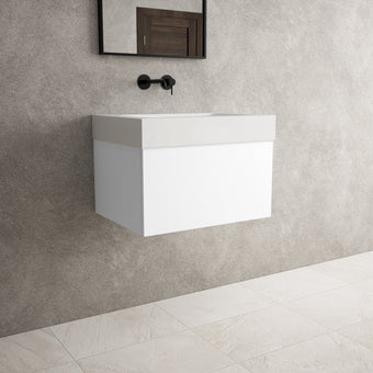Raffinata One Drawer Vanity Unit  With Beyondstone BLOC Basin - Matt White 600mm