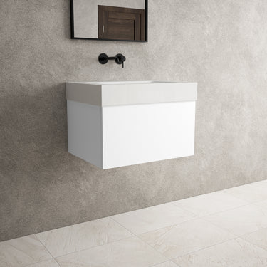 Raffinata One Drawer Vanity Unit  With Beyondstone BLOC Basin - Matt White 600mm