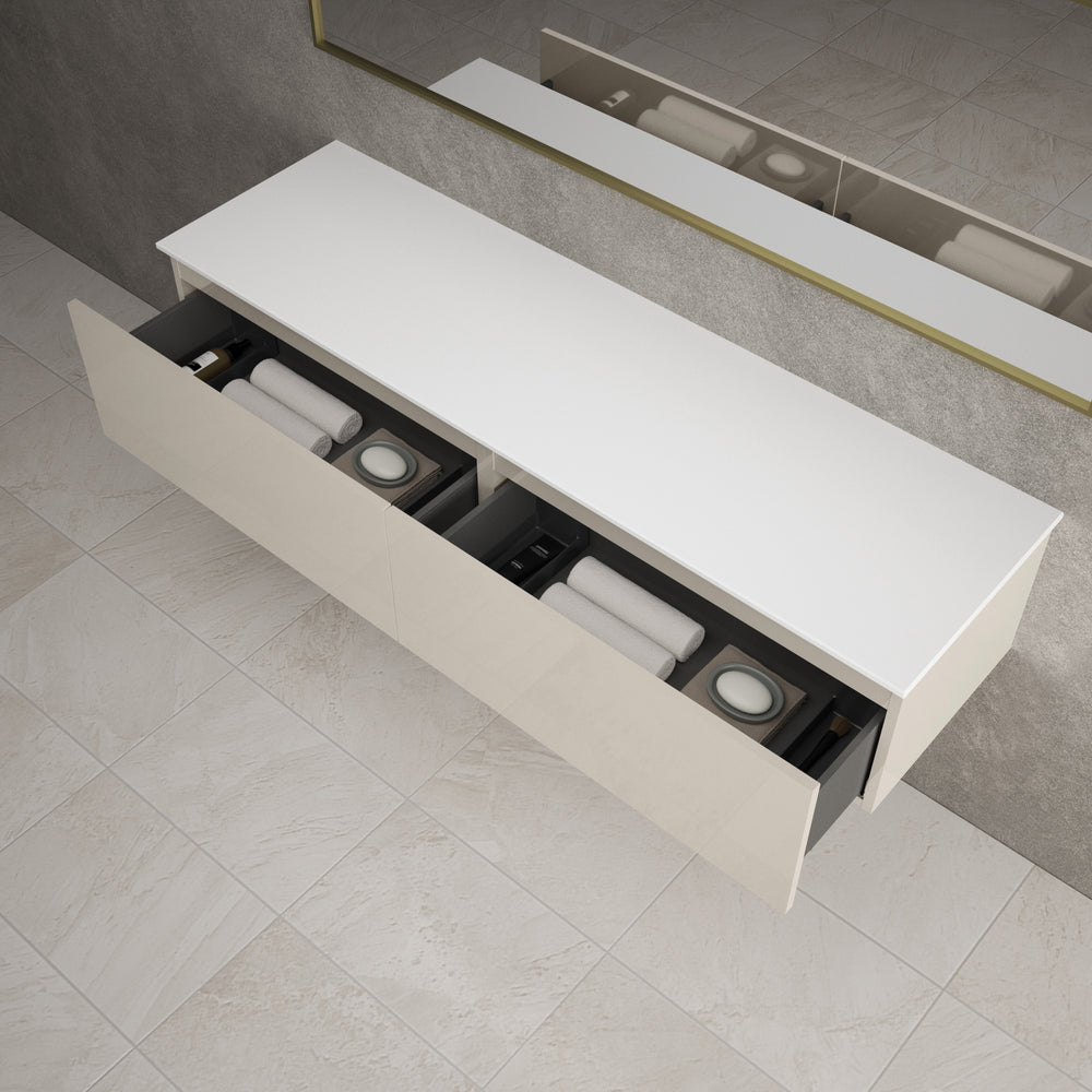 Raffinata Two Drawer Countertop Vanity Unit - Gloss Cashmere 1600mm
