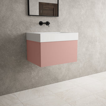 Raffinata One Drawer Vanity Unit  With Beyondstone BLOC Basin - Matt Pink 600mm
