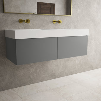 Raffinata Two Drawer Vanity Unit  With Beyondstone BLOC Double Basin - Matt Dust 1200mm