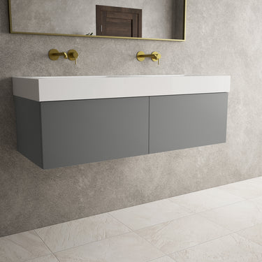 Raffinata Two Drawer Vanity Unit  With Beyondstone BLOC Double Basin - Matt Dust 1200mm
