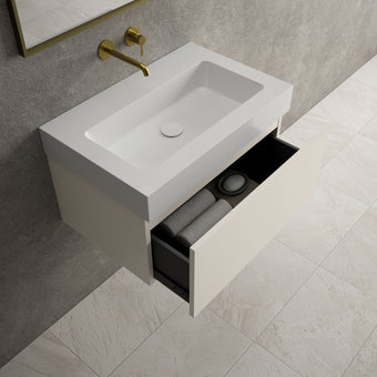 Raffinata One Drawer Vanity Unit  With Beyondstone BLOC Basin - Matt Cashmere 700mm