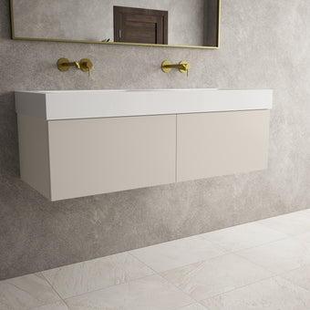 Raffinata Two Drawer Vanity Unit  With Beyondstone BLOC Double Basin - Matt Cashmere 1200mm