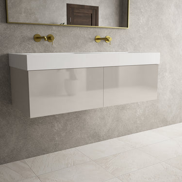 Raffinata Two Drawer Vanity Unit  With Beyondstone BLOC Double Basin - Gloss Cashmere 1200mm