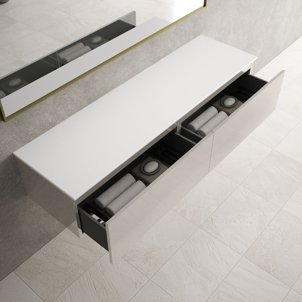 Raffinata Two Drawer Countertop Vanity Unit - Gloss Cashmere 1600mm