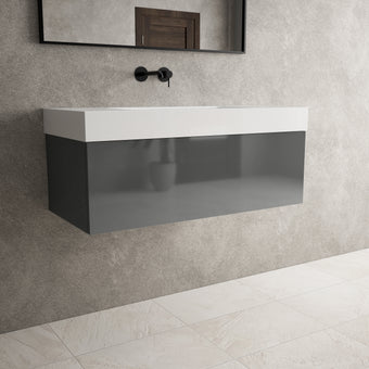 Raffinata One Drawer Vanity Unit With Beyondstone BLOC Basin - Gloss Dust 1000mm