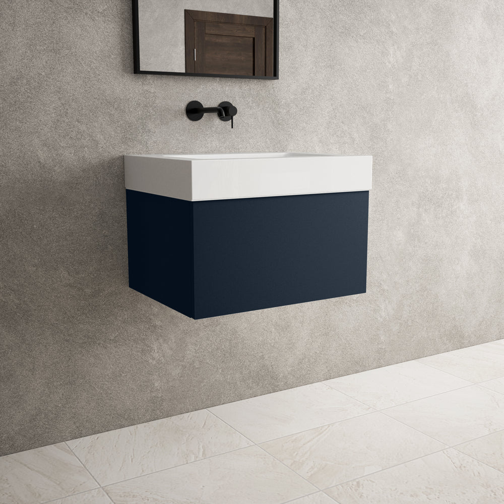Raffinata One Drawer Vanity Unit  With Beyondstone BLOC Basin - Matt Indigo 600mm
