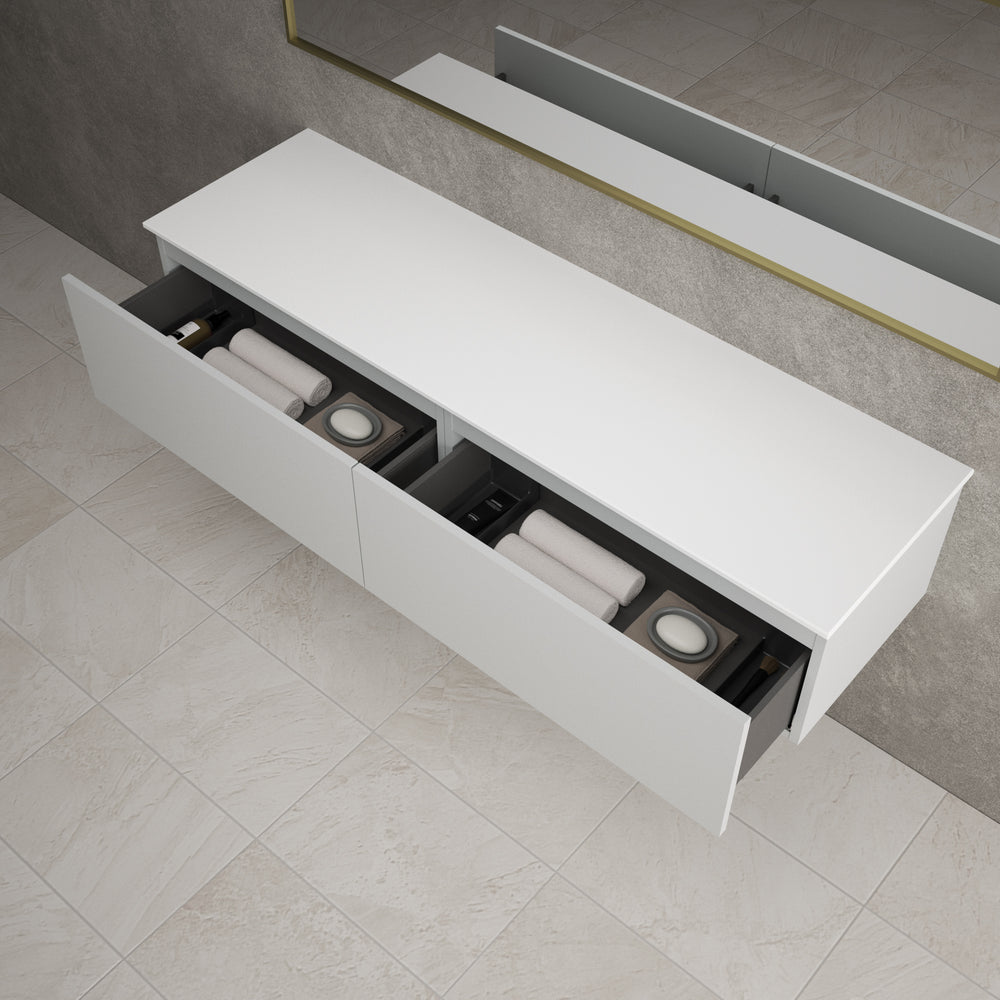 Raffinata Two Drawer Countertop Vanity Unit - Matt Dove 1600mm