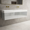 Raffinata Two Drawer Vanity Unit With Beyondstone BLOC Double Basin - Gloss Dove 1400mm image