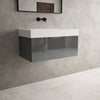Raffinata One Drawer Vanity Unit With Beyondstone BLOC Basin - Gloss Dust 800mm image