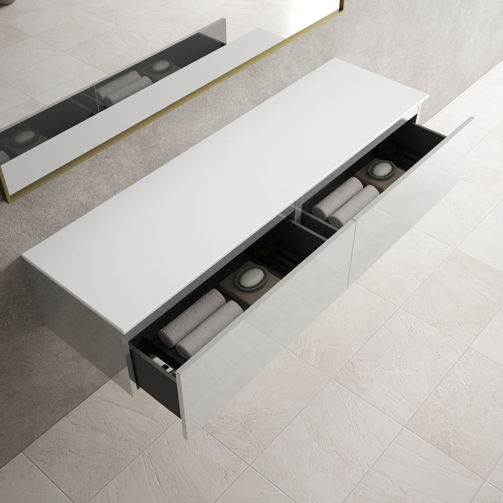 Raffinata Two Drawer Countertop Vanity Unit - Gloss Dove 1600mm