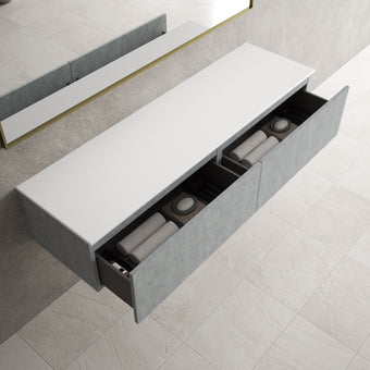 Raffinata Two Drawer Countertop Vanity Unit - Light Concrete 1600mm