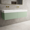 Raffinata Two Drawer Vanity Unit With Beyondstone BLOC Double Basin - Matt Light Green 1400mm image