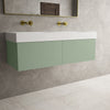 Raffinata Two Drawer Vanity Unit  With Beyondstone BLOC Double Basin - Matt Light Green 1200mm image