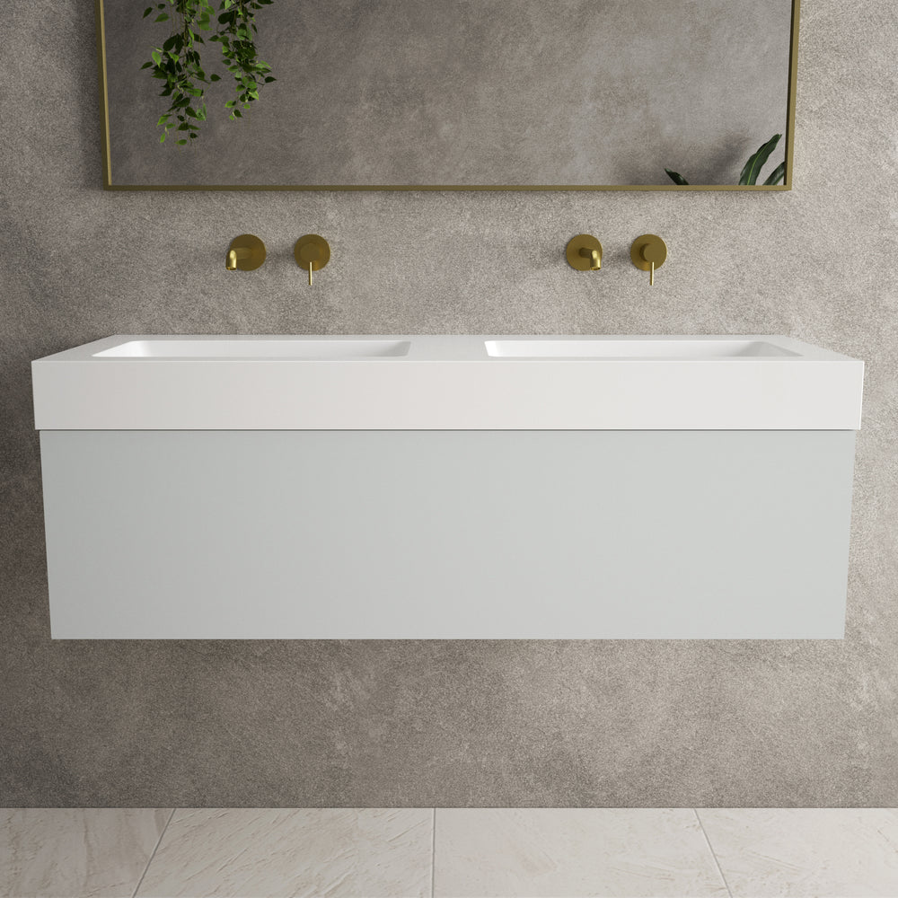 Raffinata One Drawer Vanity Unit With Beyondstone Double BLOC Basin - Matt Dove 1200mm image