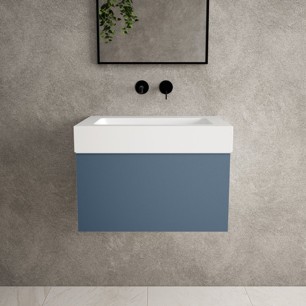 Raffinata One Drawer Vanity Unit  With Beyondstone BLOC Basin - Matt Navy 600mm image