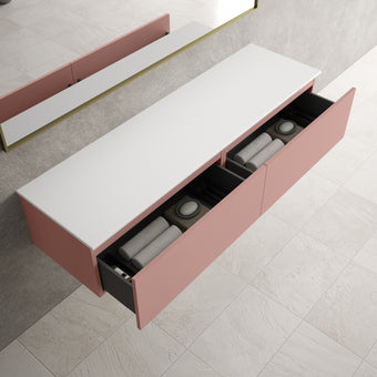 Raffinata Two Drawer Countertop Vanity Unit - Matt Pink 1600mm