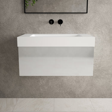 Raffinata One Drawer Vanity Unit With Beyondstone BLOC Basin - Gloss Dove 800mm