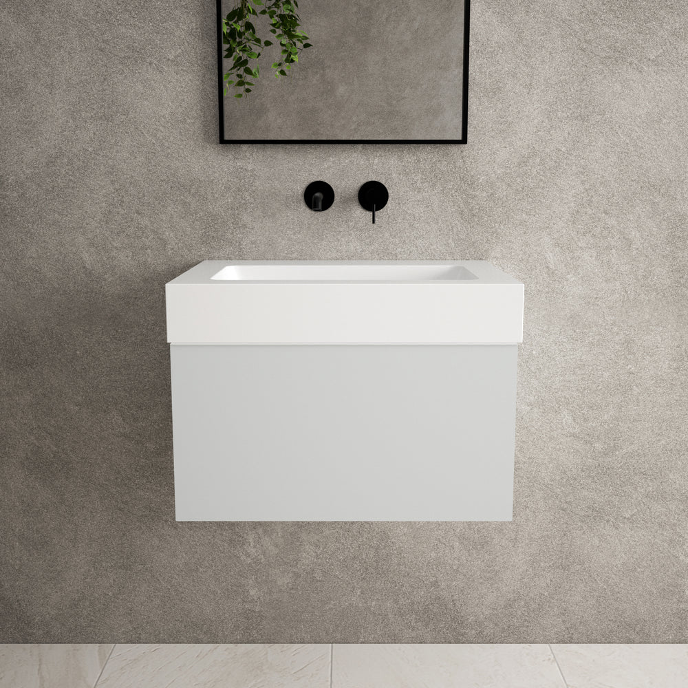 Raffinata One Drawer Vanity Unit  With Beyondstone BLOC Basin - Matt Dove 600mm