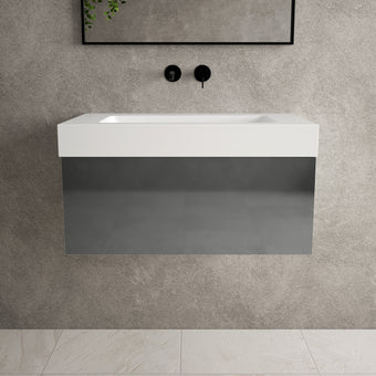 Raffinata One Drawer Vanity Unit With Beyondstone BLOC Basin - Gloss Dust 800mm