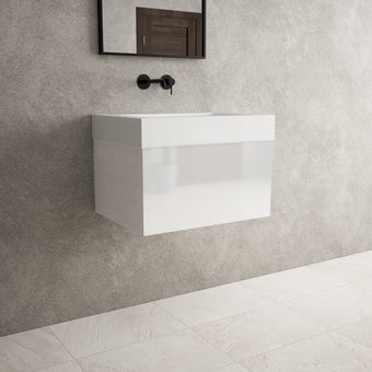 Raffinata One Drawer Vanity Unit  With Beyondstone BLOC Basin - Gloss White 600mm