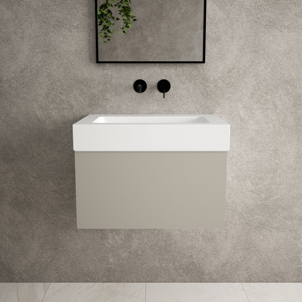 Raffinata One Drawer Vanity Unit  With Beyondstone BLOC Basin - Matt Stone 600mm image