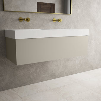 Raffinata One Drawer Vanity Unit With Beyondstone Double BLOC Basin - Matt Stone 1200mm