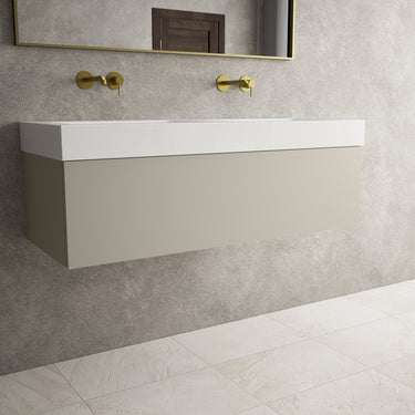Raffinata One Drawer Vanity Unit With Beyondstone Double BLOC Basin - Matt Stone 1200mm