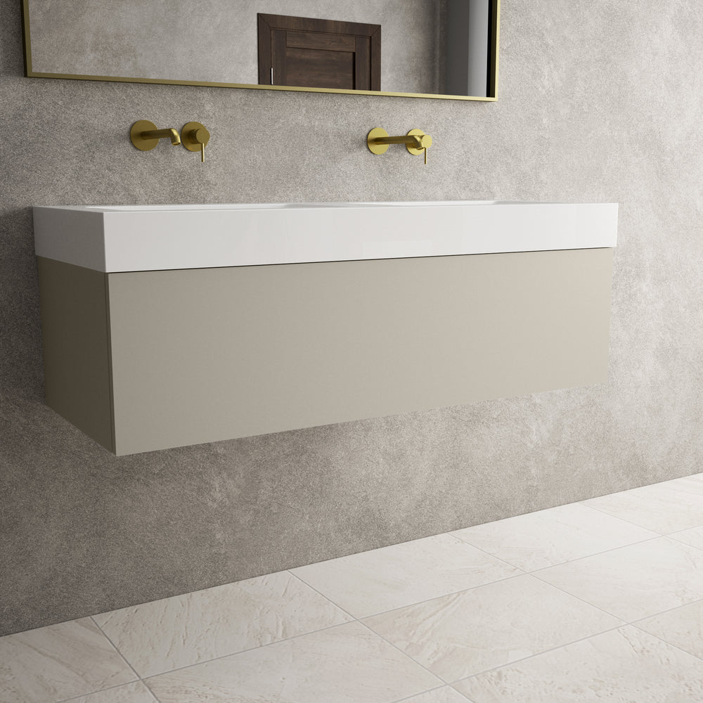 Raffinata One Drawer Vanity Unit With Beyondstone Double BLOC Basin - Matt Stone 1200mm