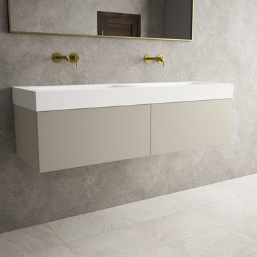 Raffinata Two Drawer Vanity Unit With Beyondstone BLOC Double Basin - Matt Stone 1400mm