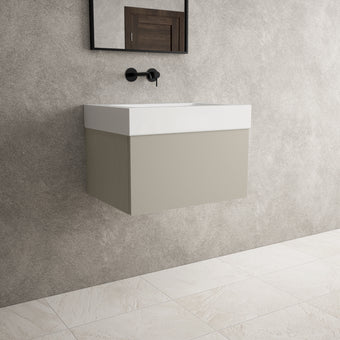 Raffinata One Drawer Vanity Unit  With Beyondstone BLOC Basin - Matt Stone 600mm